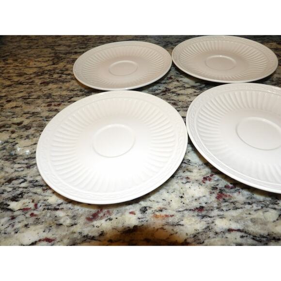 Mikasa Italian Countryside Saucers Only DD900 Set of 4 White Ribbed - Picture 2 of 8